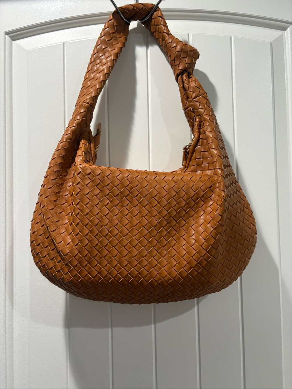 Melie Bianco Woven Hobo Bag - Cognac Tan